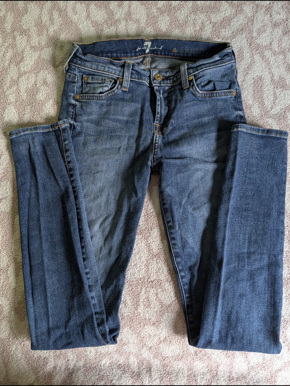 7 For All Mankind Women's Dark Blue Skinny Jeans